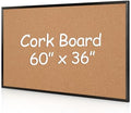 Extra Large Cork Bulletin Board 60" X 36", Black Wood Framed Corkboard for Wall, Wall Mounted Notice Pin Board with 18 Push Pins by Justdowhatyouwanttodo