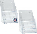 Azar Displays 252376-2PK Four Tier, Four Pocket Letter Brochure File Holder for Flyer, Office Supplies, Paper Document or Magazines, Clear Organizer for Wall and Counter Desktop Stand, 8.5" x 11" (2-Pack) by AzarDisplays