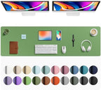 Aothia Faux Leather Desk Mat - Large Mouse Pad, Non-Slip PU Leather Blotter, Waterproof Writing Surface for Office and Home (Olive Green, 63" x 17") by AothiaSimpleNaturalUnique