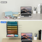 TOPCJ Legal/Letter Size 6 Tier Wall File Organizer,2-in-1 Wall Mounted&Desktop File Holder,2 Installation Methods Screws & Adhesive,Mesh Document Organizer with Label Plate for Home Office - Image 7