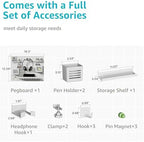 PEGZONE Clamp on Desk Pegboard, 16.5" x 12.6", with 10 Accessories, White - Image 5