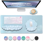 Premium Quality Cloud Wrist Rest Keyboard & Mouse Pad Set – Ergonomic Memory Foam Desk Accessories with Wrist Support for Office & Gaming – Baby-Blue-Sky - Image 2