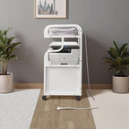 VECELO Large Printer Stand with Power Outlet, 3-Tier Rolling File Cabinet with Lockable Wheels, Heavy Duty Utility Table for Home Office, 18.9"x23.6"x30.2", White - Image 4