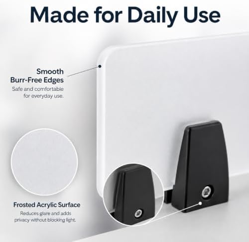 Dual Frosted Acrylic Desk Privacy Panels 24x18 inch, 2 Pack Clamp-On Office Partitions for Cubicle, Study & Counter, Easy Install Privacy Screens - Image 6