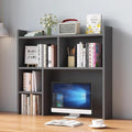 Desk Hutch Dorm,Wooden Desktop Bookshelf,Computer Desktop Storage Hutch,Multipurpose Desktop Hutch, Multi Units Organizer Bookshelf,Desktop Display Rack for Office,Dorm,Home(35.4*35.4*7.8inch, Gray) by Unknown