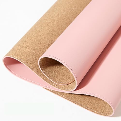 Dual-Sided Leather & Cork Desk Mat, Large Waterproof Stain-Resistant Mouse Pad, Multi-Use Desk Pad for Computer & Office Home(Pink,90x45cm) - Image 2