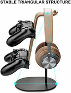 Controller and Headset Holder, Aluminum and Wood Gaming Controller & Headphone Stand for PS5 PS4 Xbox One Nintendo Switch, Universal Desk Game Accessories - Image 4