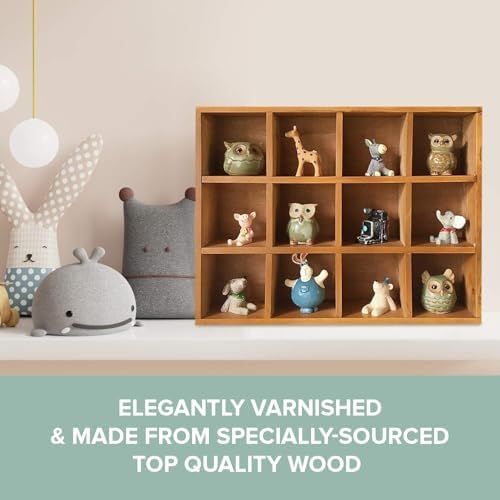 Primo Supply 12-Slot Wood Display Cabinet 12 x 15.5 Square Cubby Shelf Organizer - Tabletop or Wall Shelf - Farmhouse Decor Organizers and Storage - Rustic Wall Decor - Cube Storage & Display Cabinet - Image 5