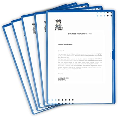 Navy Blue Vinyl Folders, Heavy Duty Plastic Folders with Clear Front Pocket, Doctor Stuff, Letter Size L-Type Document Holder for Home, Office and Medical, Pack of 100 by DoctorStuff