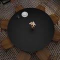 Round Table Pad, 1.8mm Thick, Dia.48 Inch, Leather Table Cover, Dining Table Protector, Table Top Protector (Black+Black) by Zinkooat