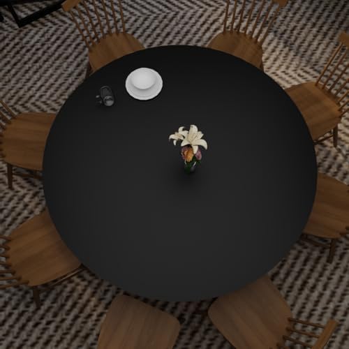 Round Table Mat - Can Be Used On Both Sides Waterproof and Easy to Clean Good Flatness Used for Dining Table(Black+Black Dia.47Inch) by Zinkooat