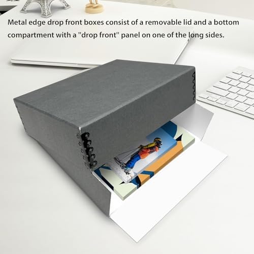 Lineco Drop Front Archival Storage Box, 8.75x10.75x3 in, Gray, 2 Pack - Image 6
