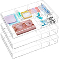 Briwooody 3 Pcs Clear Acrylic Desk Drawer Organizer 13.7 x 8.7 x 2 Inch Drawer Organizer Trays with 8 Compartments Desk Accessories for Office Makeup Silverware Bathroom by Briwooody