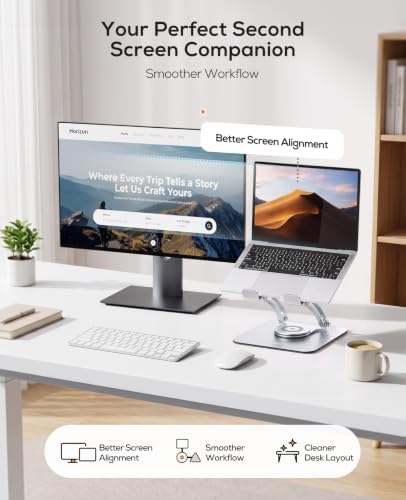 Nulaxy 360° Rotating Laptop Stand for Desk, Dual Foldable Design, Silver - Image 5