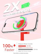 Hevanto 2026 3 in 1 Wireless Charging Station for Apple MagSafe Charger, 15W Fast Magnetic Mag-Safe Charger Stand for iPhone 17 16 15 14 13 12 Apple Watch AirPods Compatible with MagSafe, DeepRed - Image 2