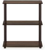 Furinno TURN-N-TUBE Storage Shelves, 3-Tier Book Shelf, Corner Shelf, Toolless Open Shelves, for Organization and Storage, Living Room, Garage, Home Office, Walnut - Image 4