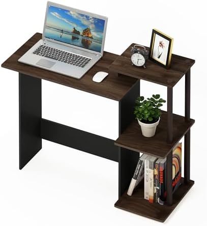 Furinno EFFICIENT Desk, 28.6" Wide Gaming Desk with 3 Open Side Shelves, Laptop Notebook Computer Desk, Office Desk for Home Office, Study Room, Dorm, Bedroom, Columbia Walnut - Image 6