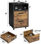 Yaheetech 2-Drawer File Cabinet with Lock, Under Desk Storage, Rustic Brown - Image 3