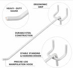 Pack of 100 Heavy Duty Pegboard Hooks – 10 Inches Metal Peg Board Shelving Hook – White Pegboard Display Hooks for Garage Storage & Retail Store Fixtures - Image 4
