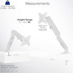 VIVO Heavy Duty Single Monitor Tension Arm for up to 27 inch Screens, Holds 14.3 lbs, Premium Desk Mount Stand, White, STAND-V101OW - Image 4