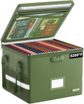 ENGPOW 5200°F File Box Fireproof Document Box with Lock,Heat Insulated Collapsible File Storage Organizer Box with Handle,Portable Home Office File Cabinet for Hanging Letter/Legal Size Folder, Green by ENGPOW