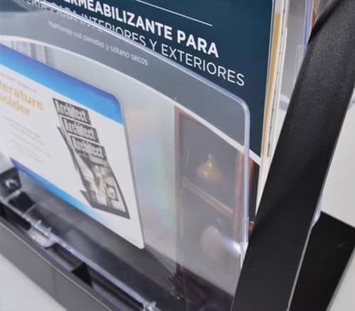 Acrylic Brochure Holder 3 Tier Countertop Display – Clear Literature Rack for A4 & Letter Size Flyers, Pamphlets, Magazines, Menus – Desktop Brochure Organizer for Office Retail Trade Show (Silver) - Image 3