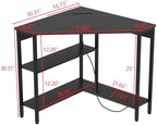 Triangle Corner Desk with Power Outlets, Storage Shelves for Small Space - Image 3