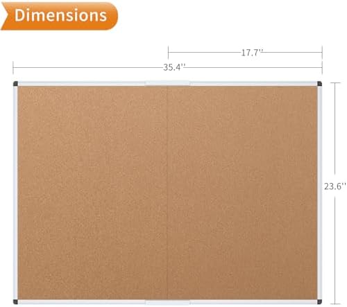 VIZ-PRO Cork Bulletin Board/Foldable Noticeboard, 36 X 24 Inches, Silver Aluminium Frame - Image 2