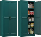 Polup 71" Green Metal Kitchen Pantry Storage Cabinet with Doors and Shelves by POLUP