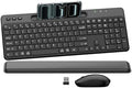 Wireless Keyboard and Mouse Combo,Soft Wrist Rest,Phone Holder(Black) by QUASIO
