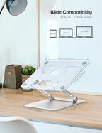 Aoviho Adjustable Laptop Stand for Desk,Portable Laptop Stand Holder and Riser,Foldable Aluminum Notebook Computer Stands for MacBook Air Pro HP Lenovo Dell Samsung, 10-15.6 inch (Sky Blue-Silver) - Image 5