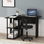 Furinno Abbott L-Shape Computer Desk with Bookshelf, Espresso/Black - Image 2