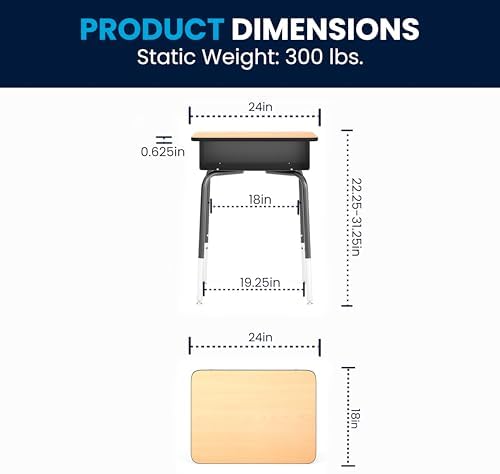 Flash Furniture Metal Student Desk with Open Book Box, Natural, 10-Pack - Image 3