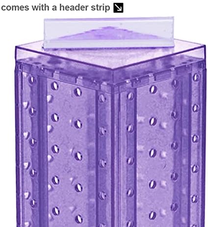 Azar Displays 700220-PUR-2C16 Four-Sided 4”W x 12” Revolving Pegboard Tower Kit Counter Display with 16-Pack of 2 inch Locking Hooks, Purple - Image 5