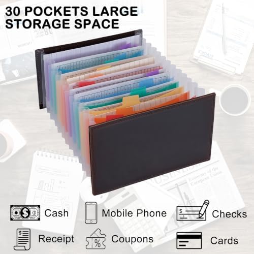 Genuine Leather A6 Receipt Organizer，Stand Receipt Organizer Folder, 13 Pockets Small Accordion File Organizer - Image 3