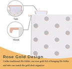 Y YOMA 1 Pack Rose Gold Desktop Hanging File Organizer | 12 Pack Rose Gold Hanging File Folders with Tabs & Insert | Letter Size Metal File Kit for Desk Home Office, I Shaped - Image 3