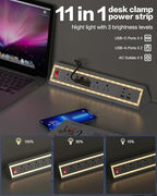 Desk Clamp Power Strip with Nightlight, 40W Fast Charging, 10FT Extension Cord, 4x20W USB-C & 2 USB Ports, 5 AC Outlets, Fits 1.69-Inch Table Edges - Image 2