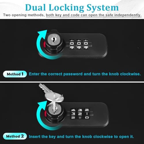 Dalmbox Fire Resistant Document Lock Box Safe Dual Key & Combo, Black - Image 3
