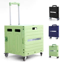 Folding Utility Cart Portable Rolling Crate Handcart Foldable Shopping Trolley Collapsible, with Lid, on Wheels, for Grocery, Garden, Office, Storage, Teacher, Tool (Green) by dotewe