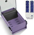 Acrimet Index Business Card Size File Holder Organizer Box Metal Base Heavy Duty (AZ Index Cards and Divider Included) (Purple Color with Clear Crystal Plastic Lid Cover) - Image 3