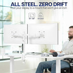 VIVO Dual Monitor Desk Mount, Heavy Duty Fully Adjustable Stand, Fits 2 LCD LED Screens up to 32 inches, White, STAND-V032W - Image 2