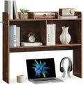 Nromant Desktop Bookshelf, Wooden Desk Storage Hutch with 5 Shelves, 3-Tier Desktop Display Organizer Rack for Office Home (Brown, 5 Shelves B) by Nromant