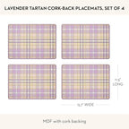 MACKENZIE-CHILDS Set of 4 Cork-Back Placemats, Hard-Finish Table Mats, Lavender Tartan - Image 2