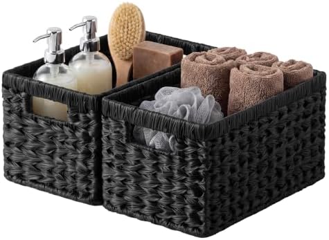 GRANNY SAYS Black Wicker Basket, Decorative Woven Basket for Storage, 2Pack by GRANNYSAYS