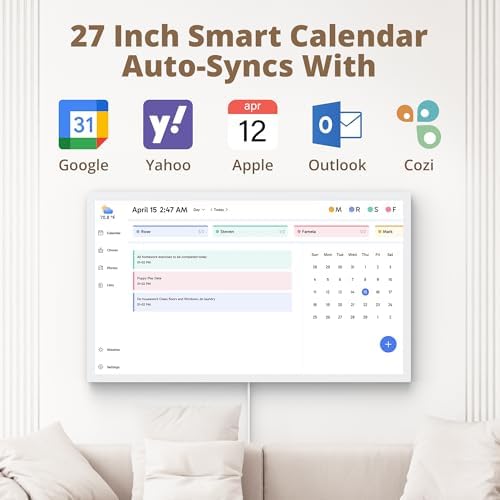 Dragon Touch 27" Digital Calendar Chore Chart – 1080P Full HD Interactive Touchscreen, Smart Family Planner, Hearth Display Digital Calendar Wall & Desk Mountable for Seamless Scheduling - Image 3