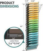 SUPEASY 20 Tier Wall File Organizer, Hanging Wall Mounted Mail Organizer with Label Slots, Metal Mesh File Holder Magazine Rack for Office, Home, School or Classroom, Black - Image 4