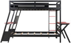 Polibi Twin Over Twin Bunk Bed with 2 Built-in Gaming Desks, USB Charging Ports & Pegboard Organizer, E-Sports Gaming Bed Frame for 2 Kids/Teens, Red (Twin Size) - Image 5