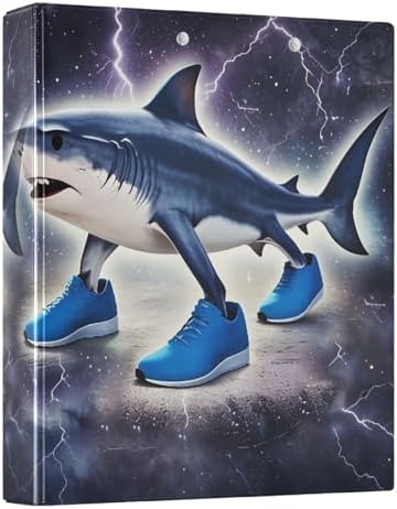 ALAZA Tralalero Tralala Meme Italian Brainrot Shark 1 3 Ring Binder 1.5 Inch Three Ring Office Binders w/clipboard & 3 Pockets, Hold 200 Sheets, 2 pcs by ALAZA