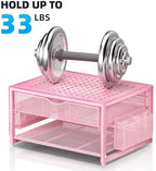Marbrasse Metal Printer Stand for Desk with Storage Drawer and 2 Pen Holders, 2-Tier Desktop Organizer Printer Table for Home Office, Multi-Purpose Desk Organizer for Fax Machine Scanner Files(Pink) - Image 6
