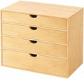 Neando Bamboo Desk Organizer with Drawers, 4-Tier Wooden Desk Organizer, Small Desktop Storage for Office Supplies, Makeup, Accessories, Space-Saving Organizer for Desk, Vanity & Home by Neando